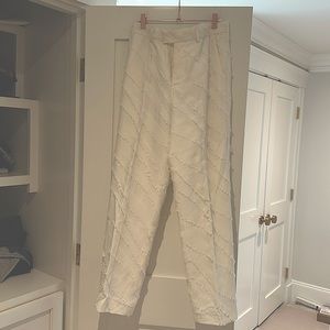 Zadig and Voltaire wide leg white fringe pant.